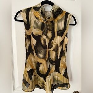SERENADE New York |Abstract Mock Neck Camisole| Black and Tan | Size S